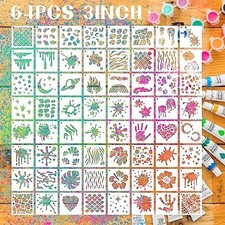 64 Piece Graffiti Stencils Set, 3 Inch for Crafts, Rocks, Cards