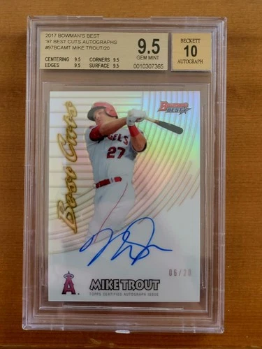 MIKE TROUT BGS 9.5 2017 BOWMAN'S BEST '97 BEST CUTS AUTOGRAPHS /20 ON CARD AUTO