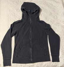 Lululemon Scuba Hoodie Women s Sz 8 Full Zip Black Thumb Hole
