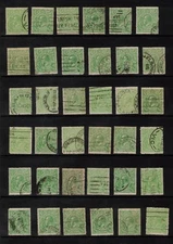 Australia KGV 1/2D Green Stamps, Used x 36, Large Multi Wmk (GR07) - Free Post