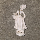 Unmarked Hand Painted White/Gold Porcelain Woman Figurine Japan 1940s 5 in — photo 1