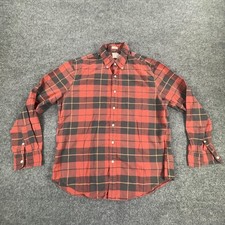 J Crew Shirt Mens Large Red Black Broken-In Oxford Plaid Button Down Cotton