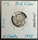 1943 - 10C Mercury Dime / 90% Silver US Coin