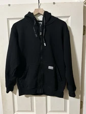 Pro Club Logo Fleece Full Zip Hoodie Sweatshirt Size Small Black Sweater