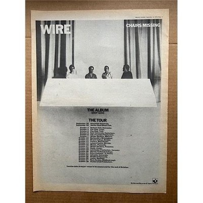 WIRE CHAIRS MISSING (A) POSTER SIZED original music press ad + 1978 tour dates 