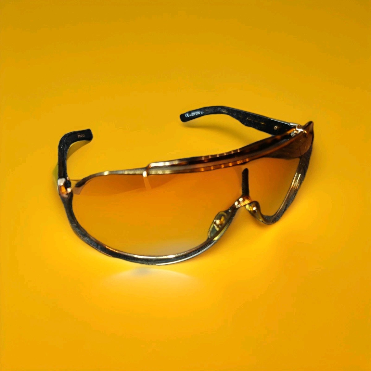 70mm Gucci Shield Sunglasses with Amber Gradient Lenses Gucci GG1337S 003 Sunglasses - US main image 3
