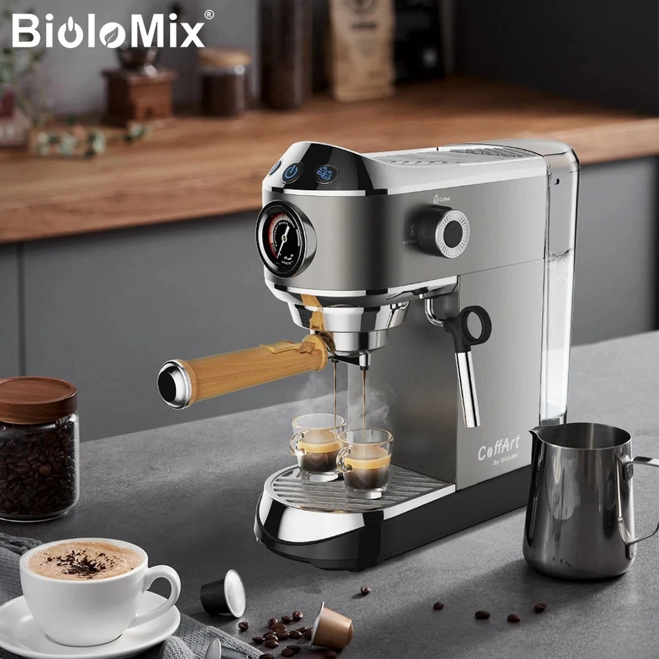 BIOLOMIX 20 Bar Espresso & Cappuccino Coffee Machine with Milk Frother 1.1L Tank - Image 4 of 4