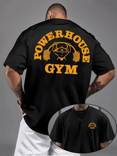 Powerhouse Gym Mens T-shirt Bodybuilding Muscle Fitness Crew Neck Workout Top Te