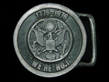 TC05111 VINTAGE 1970s  UNITED STATES WE'RE NO.1  BICENTENNIAL PATRIOTIC BUCKLE