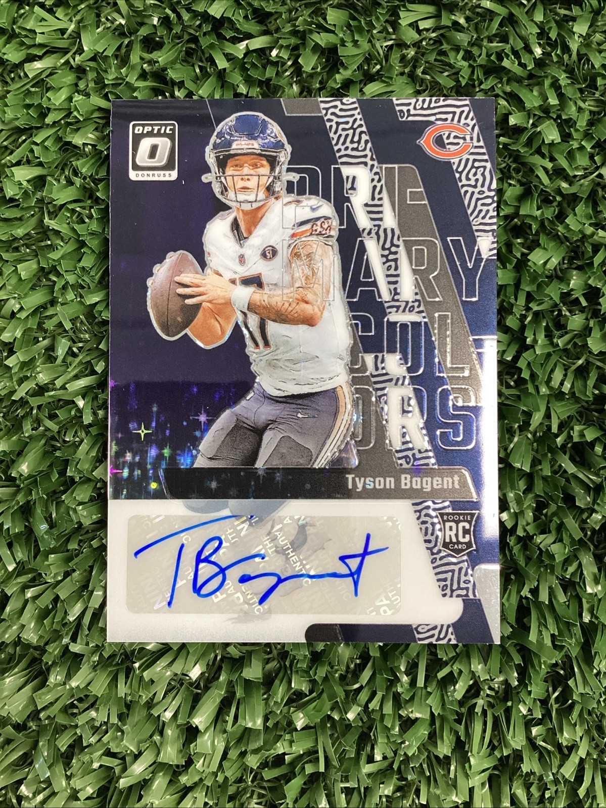 Tyson Bagent 2023 Donruss Optic Primary Colors Auto Purple Stars /25 Bears