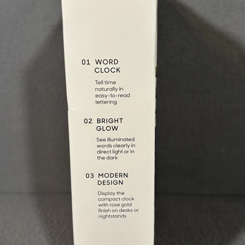 New Sharper Image Light Electronic Word Clock Rose Gold LED Modern Decor Girly - Image 2 of 2