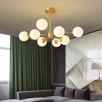 Modern Sputnik Chandelier Light 8-Head Globe Glass Shade Ceiling Light Fixture