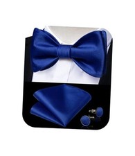 Bow Ties for Men Self Tie Bow Tie and Pocket Square Set Adjustable Royal Blue