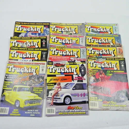 1986 LOT OF 12 FULL YEAR TRUCKIN MAGAZINE MINI TRUCKS CUSTOM LOWRIDER LIFTED