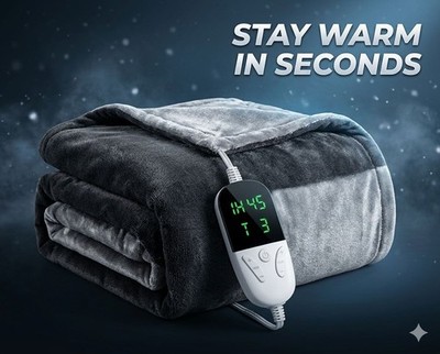 Electric Heated Blanket 72 x84  Flannel 10 Heat Levels Auto Shutoff Soft