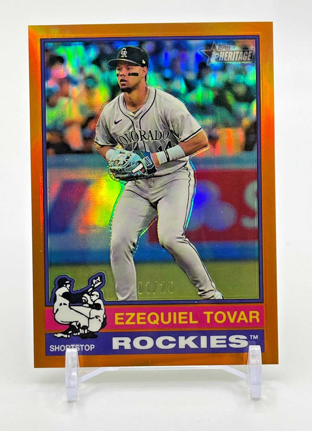 2025 Topps Heritage - Ezequiel Tovar #14 Chrome Orange Refractor #3/25 Rockies