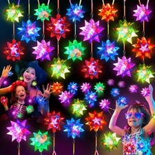 48PCS Flashing Crystal Star Necklaces, Glow Necklaces Bulk Light up Party Fav...