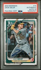 2024 Bowman #14 Signed Zack Gelof RC Oakland Athletics. PSA 10