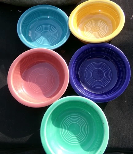 5 Vintage Fiesta Ware Original Color 4.3/4 Inch Fruit Bowls HLC Homer 1940's
