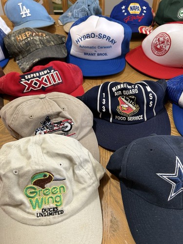 Lotto 23 Cappelli Vintage SnapBack Trucker Vari Nike Nascar Veteran Super Bowl - Foto 3 di 22