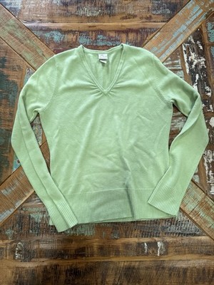 Womens Fashion Bug Green V Neck Sweater Shirt Size Small