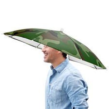 1 Pcs 20.5" Headband Umbrella Hat Hands Free Umbrella Cap for Outdoor Camo