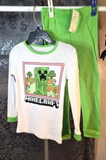Minecraft-boys green/white long sleeve pajama set size 4
