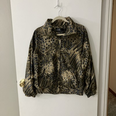 EVR Vintage Women s Animal Print And Feather Zip Jacket Size Small **read Notes