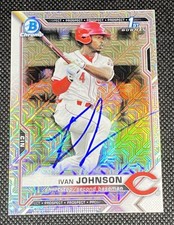 IVAN JOHNSON 2021 1st Bowman Mojo Refractor Auto Cincinnati Reds RC IP Signed