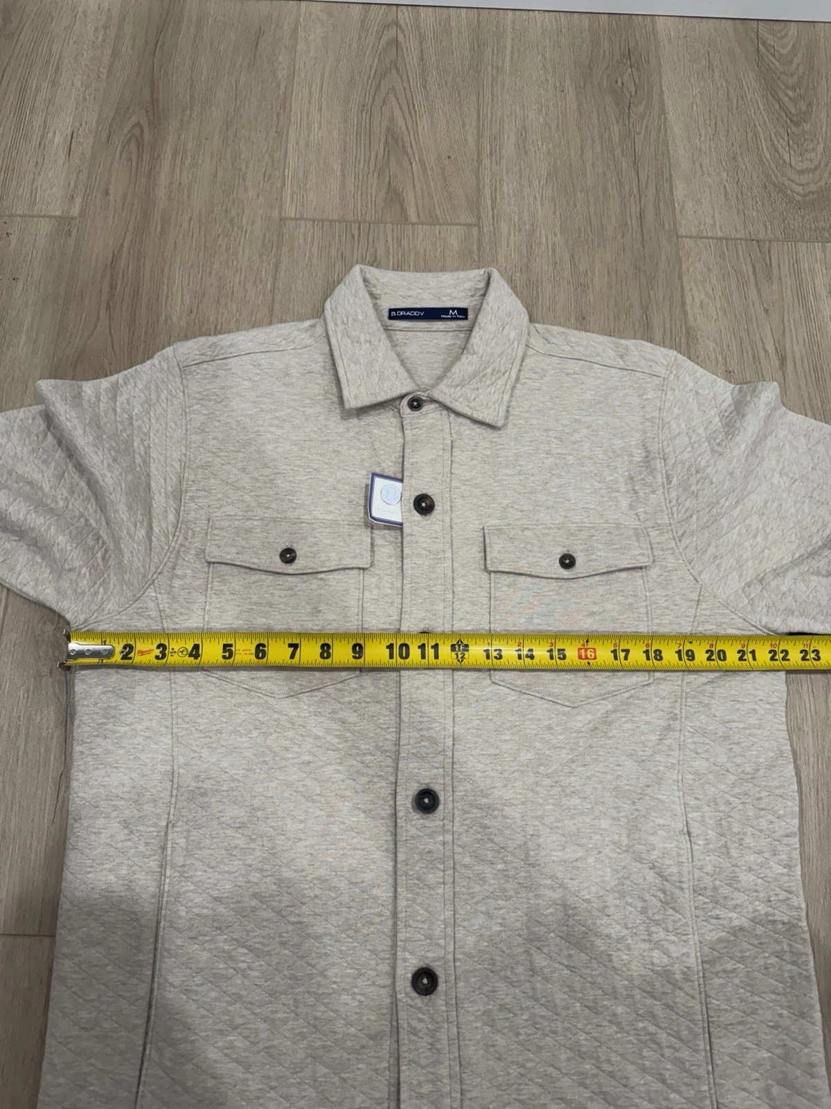 NWT B DRADDY Bradshaw Shirt Jacket Mens Medium Oatmeal Quilted Pockets Shacket - product detail image 9