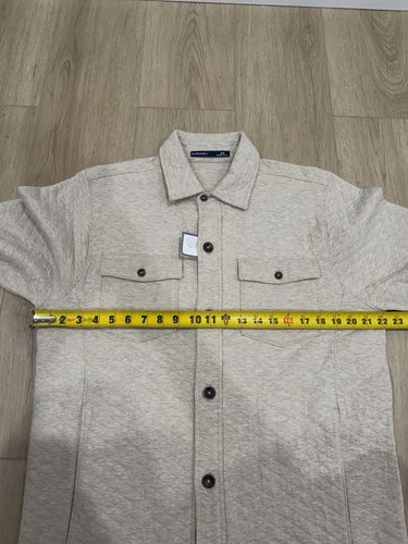 NWT B DRADDY Bradshaw Shirt Jacket Mens Medium Oatmeal Quilted Pockets Shacket image 9