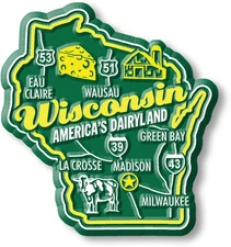 Wisconsin Premium State Magnet by Classic Magnets, 2.3" x 2.5"