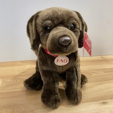 FAO Schwarz Chocolate Labrador Retriever Dog Plush w Tags 11.5 H X 19 L 2015