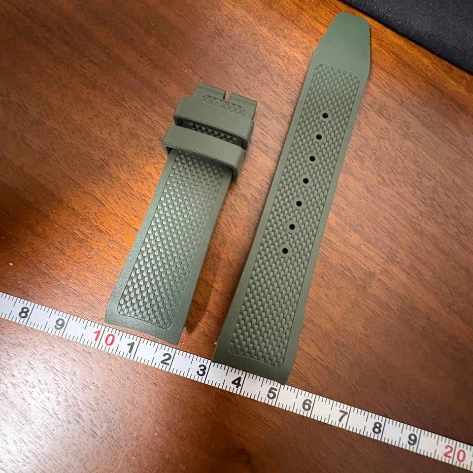 Correa de goma IWC Portugieser 20 mm caqui oliva auténtica repuesto OEM Foto 3 de 4