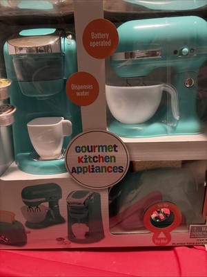 Play Go First Kitchen Appliance Trio Playset-Coffee K-Cup, Mixer & Toaster Teal