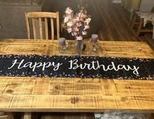 Happy Birthday Table Runner 65 X 13 Inch, black festive