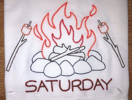 NORTH WOODS DAYS OF THE WEEK MACHINE EMBROIDERED FLOUR SACK DISH TOWELS - Bild 8 von 8