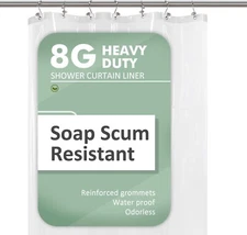 Small Shower Curtain Liner for Stall Size 36 X 72, 8G Heavy Duty PEVA Narrow Sta