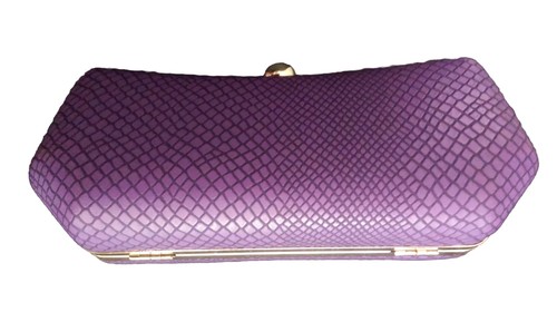 CLUTCH BAG ART DECO PEEP TOE WITH SHOULDER CHAIN BNWTS PURPLE GOLD (EVENING) NEW - Foto 3 di 4