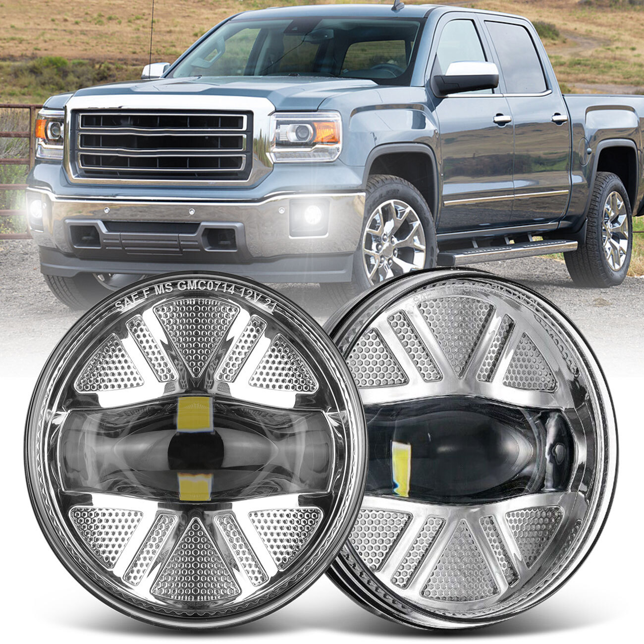 For 2007 08 09 10 11 12 13 GMC Sierra 1500 2500 3500 LED Fog Lights Bumper Lamps