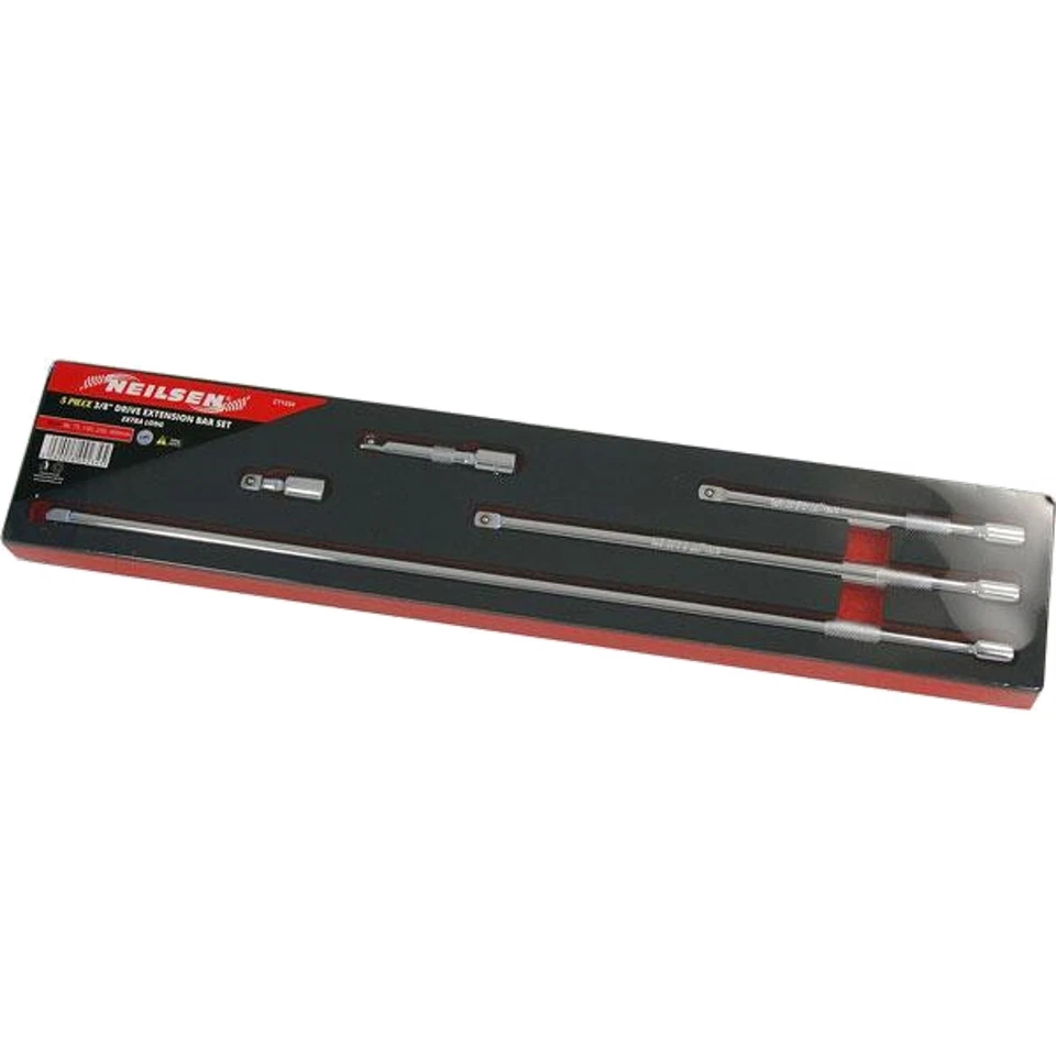 Neilsen 5pc 3/8" Drive Socket Extension Bar Set 38 75 150 250 & 450mm Long - Image 2 of 3