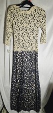 Tadashi Shoji Navy/Ivory Color Block Lace Gown Size 2 NWT. No Belt.