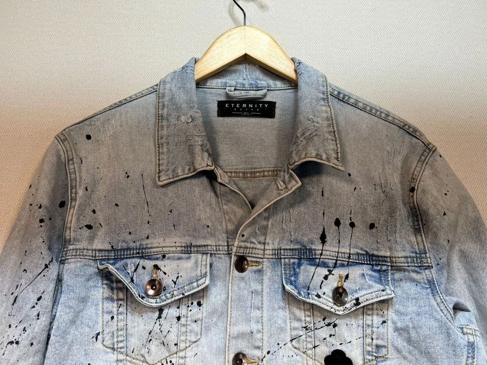 Eternity BC/AD Мужская Rad Jean куртка эластичной джинсовой ткани размер маленький синий длинным рукавом - Изображение 3 из 4