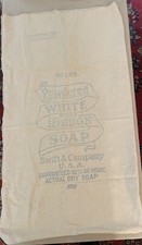 Vintage SWIFT & Co Powdered White Ribbon Soap 110 lb Sack Bag 36” x 21”