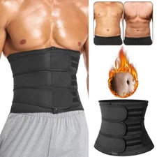 Men Waist Trainer Cincher Sauna Sweat Fat Burner Body Shaper Slim Girdle Belt FS