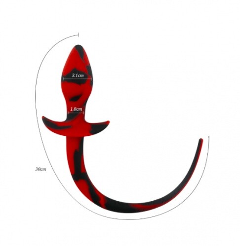 Analplug mit Schwanz 🔥 Schwarz Rot Silikon Dog Pet Play Rollenspiel 🔥 - Bild 5 von 7