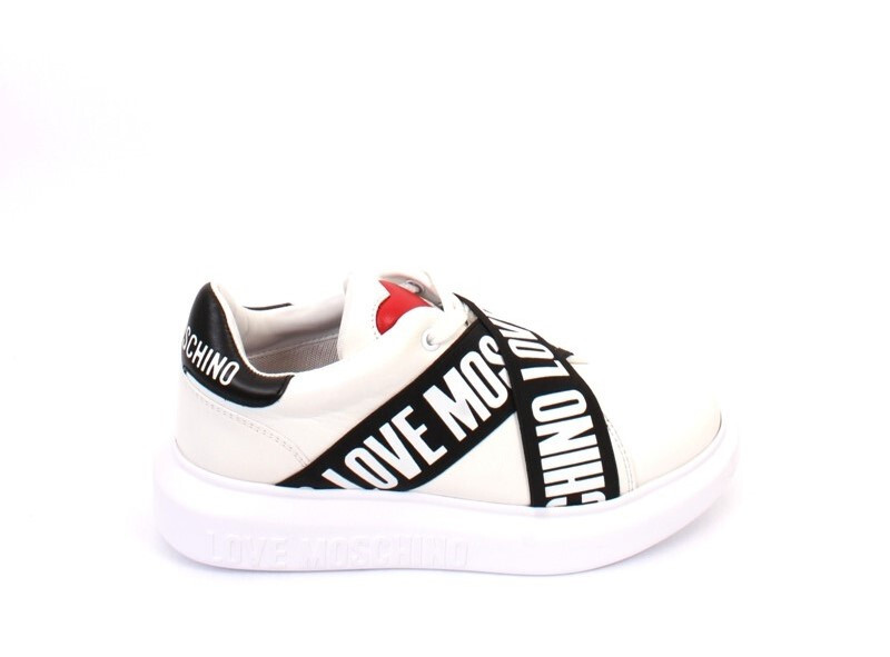 【関税込み】Moschino ブラック フリンジ トラウザーズ Love Moschino 15264 Black White Leather Logo Lace Platform