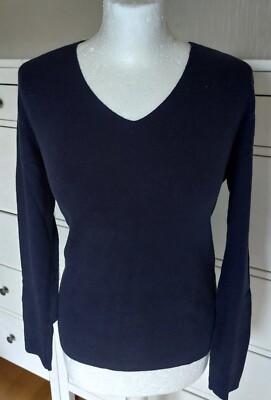 Tommy Hilfiger Basic Pullover Gr M feinstrick Baumwolle dunkel blau, 1x getragen