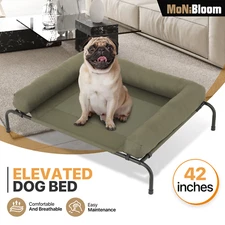 42" Breathable Elevated Dog Pet Bed Mesh Cots Raised Non-Slip Outdoor w/Headrest