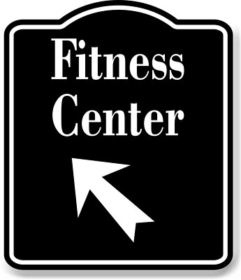 Fitness Center 45 Degree Up Right Arrow BLACK Aluminum Composite Sign